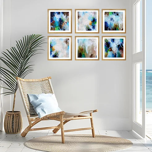 Set of Six Mini Art Prints - Sea Mist