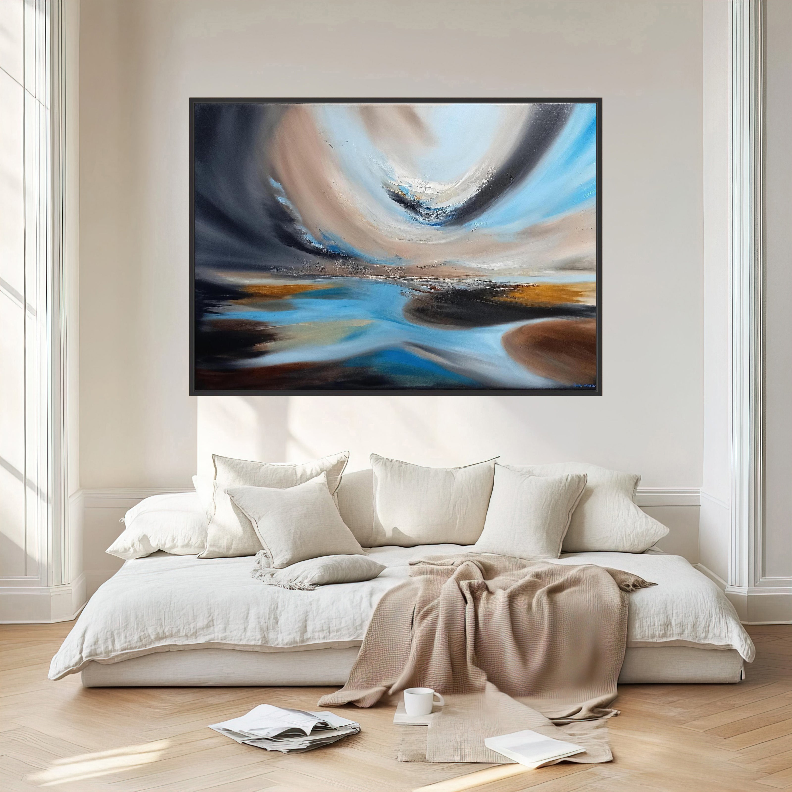 Stillness in the Drift - Framed Canvas Print by Susan Wooler