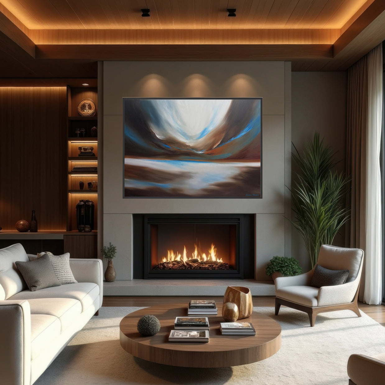 Drifting Light - Framed Canvas Print by Susan Wooler