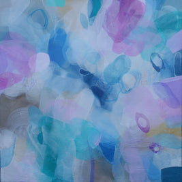 Abstract art with colorful shapes and patterns on a textured surface