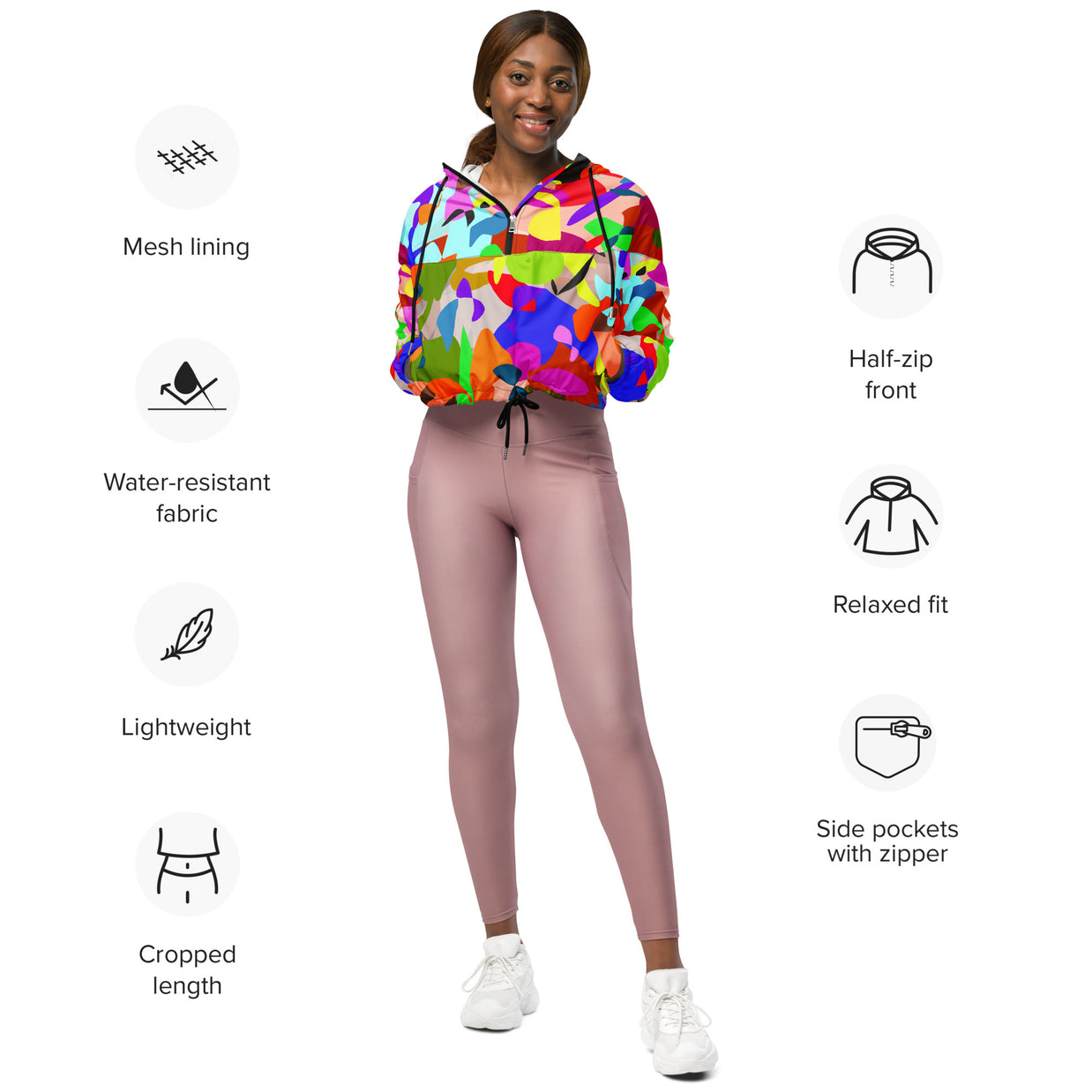 Women's Cropped Windbreaker - Cuban Salsa Collection
