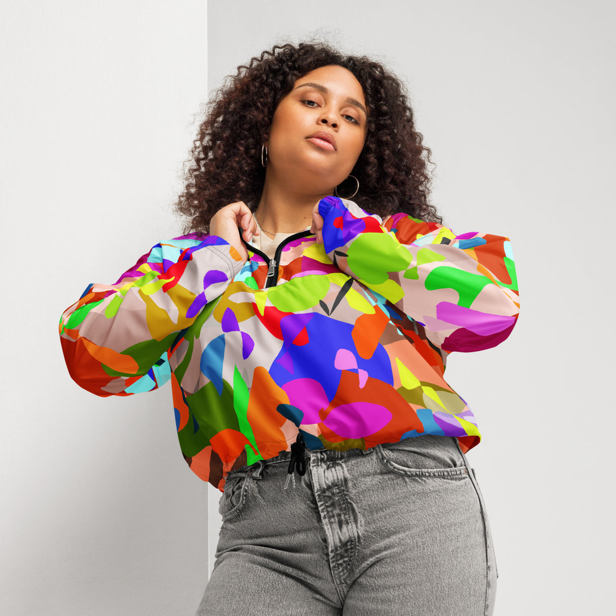 Women's Cropped Windbreaker - Cuban Salsa Collection