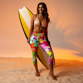 Yoga Capri Leggings - Cuban Salsa Collection