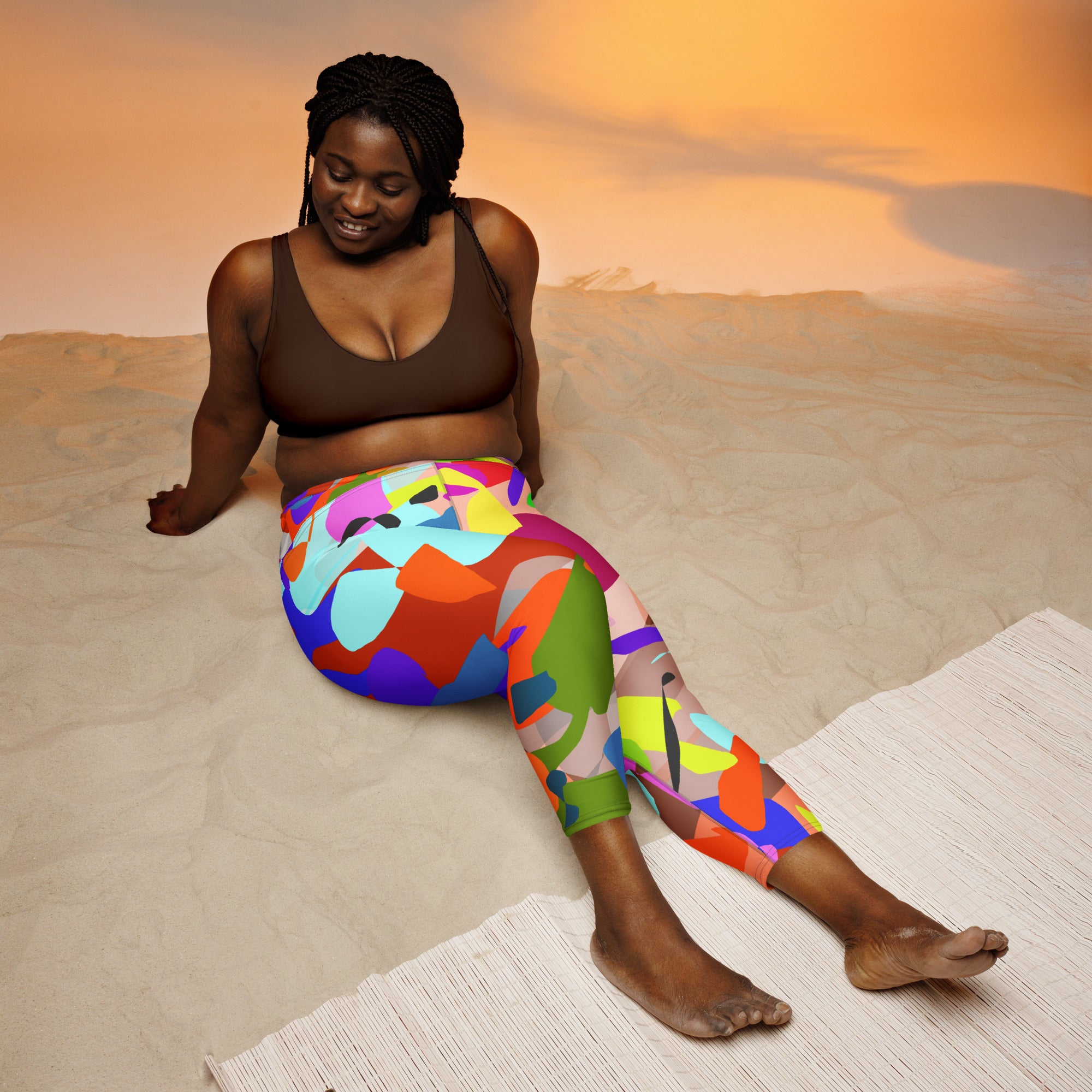 Yoga Capri Leggings - Cuban Salsa Collection