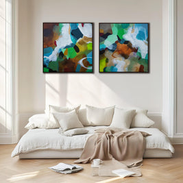 Moss & Marine I & II Diptych (Pair) - Framed Canvas Print