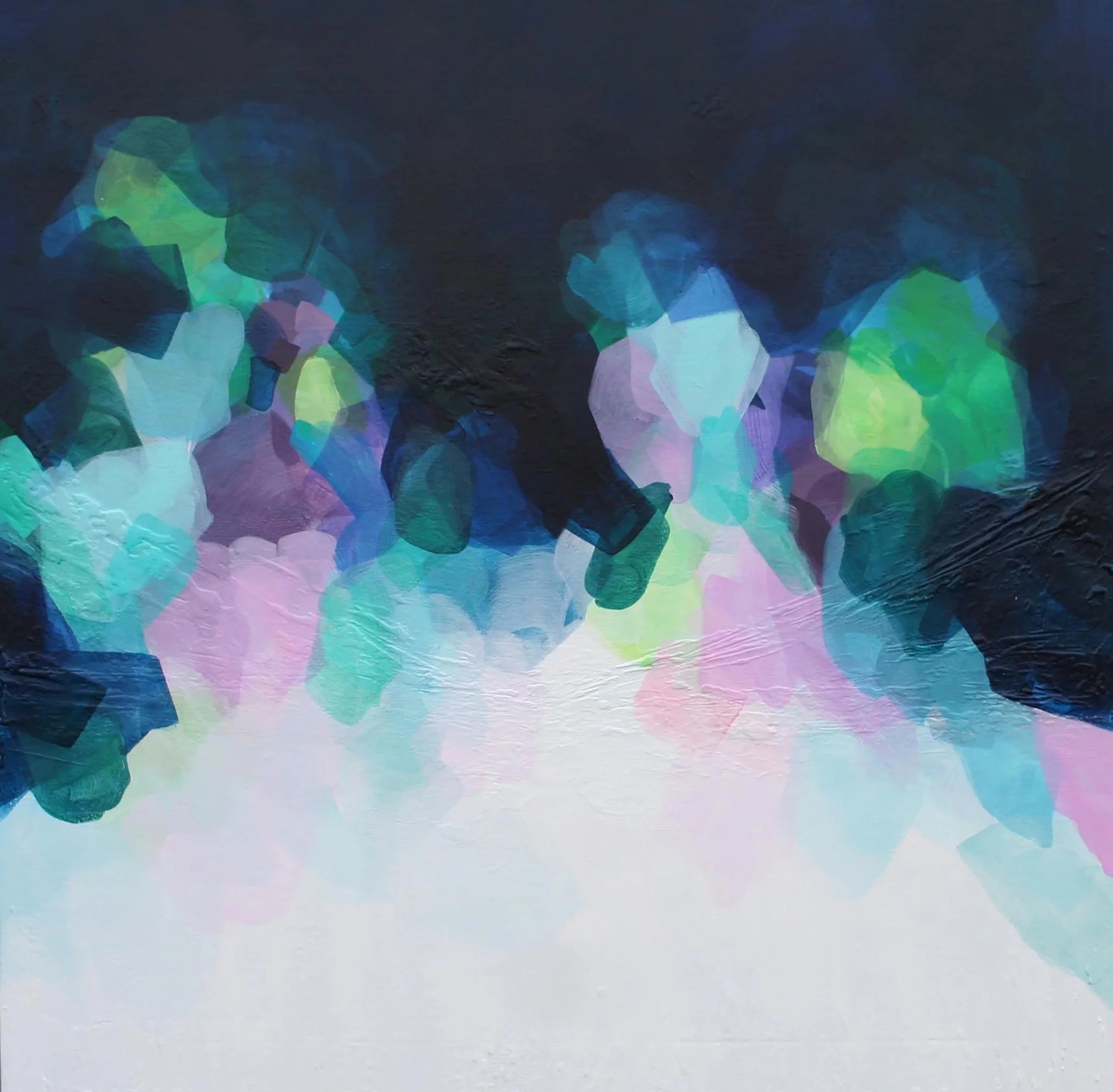 Abstract art with colorful geometric shapes on a dark background