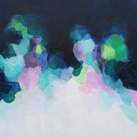 Abstract art with colorful geometric shapes on a dark background