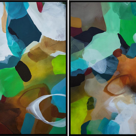 Moss & Marine I & II Diptych (Pair) - Framed Canvas Print