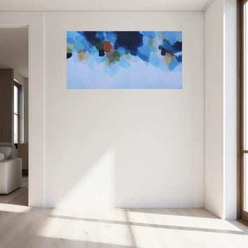 Abstract painting on a wall in a modern living room