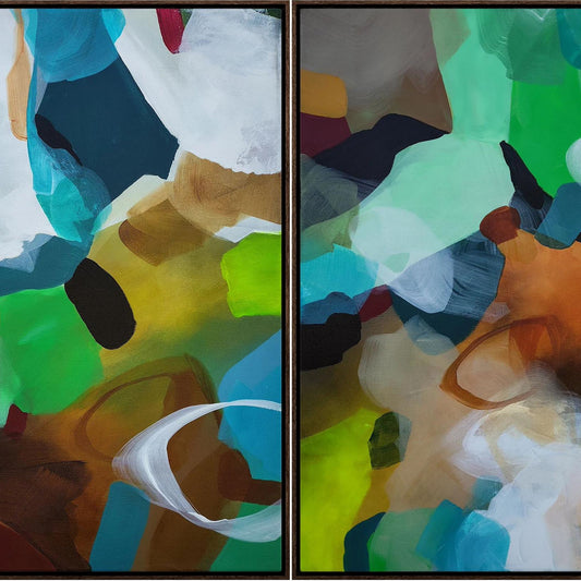 Moss & Marine I & II Diptych (Pair) - Framed Canvas Print