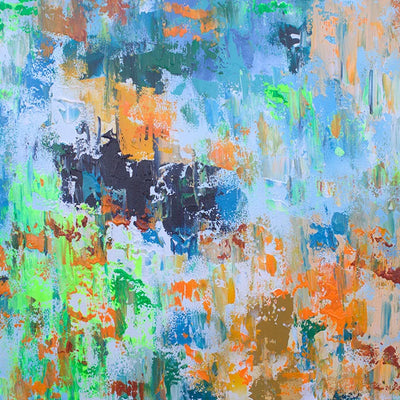 Abstract painting with a variety of colors on a textured surface