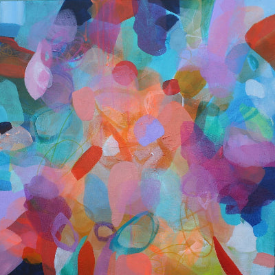 Abstract artwork with vibrant colors and shapes