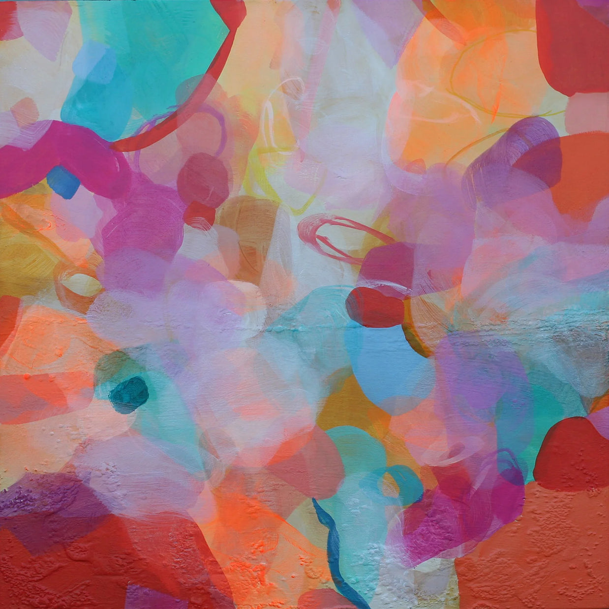 Abstract artwork with vibrant colors and textures
