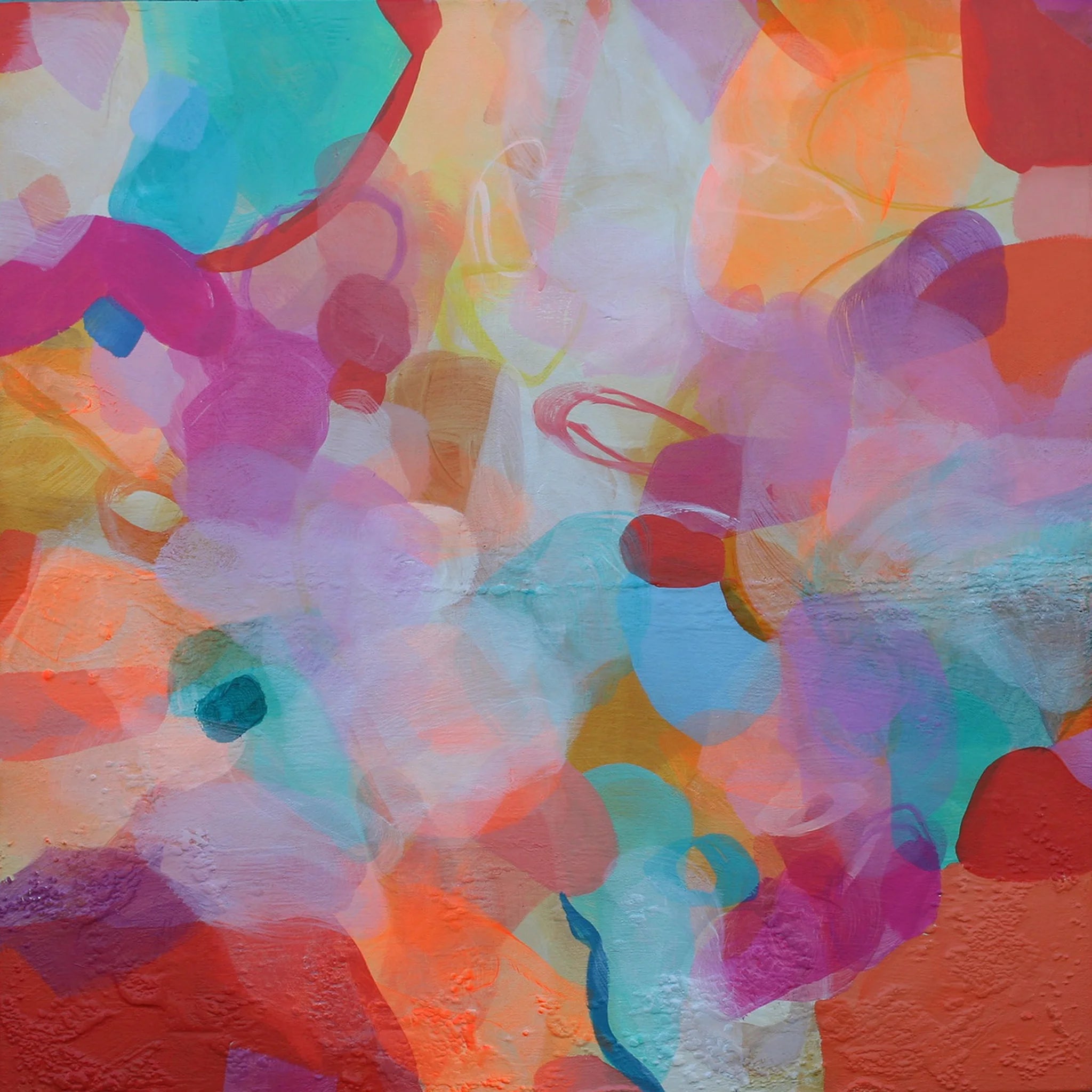 Abstract artwork with vibrant colors and textures