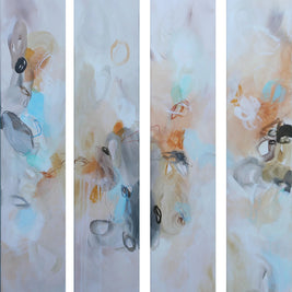 pastel multicoloured abstract 4 panel painting