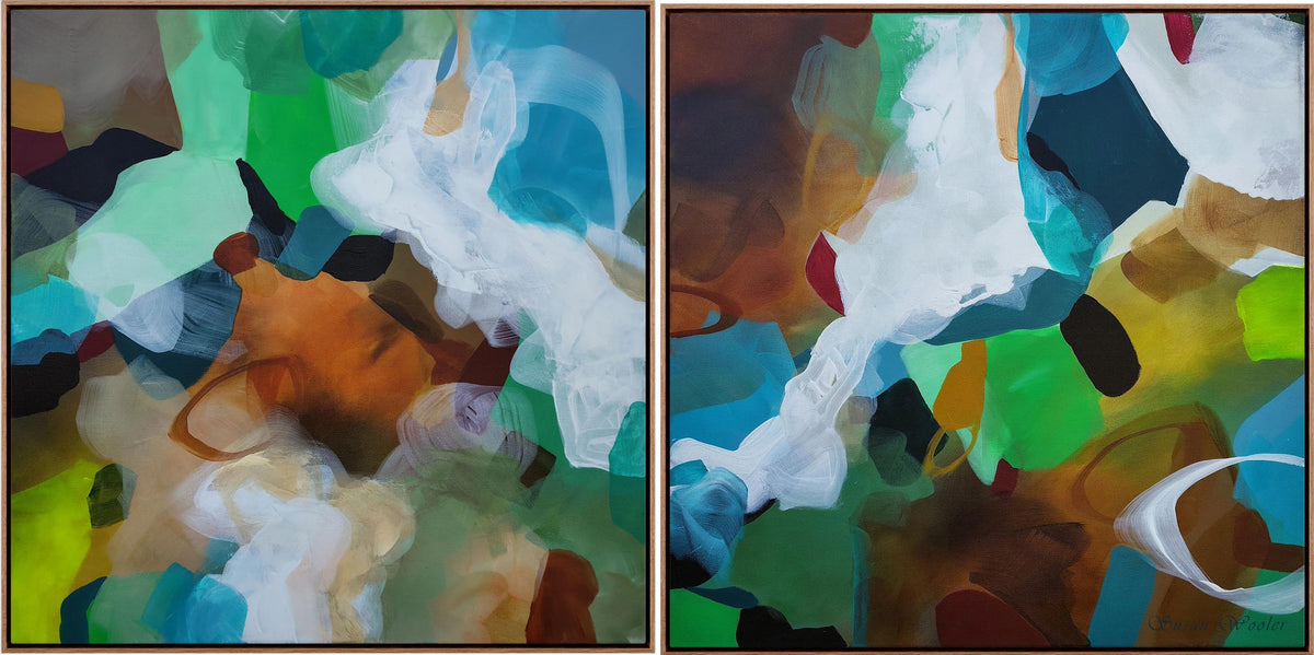 Moss & Marine I & II Diptych (Pair) - Framed Canvas Print