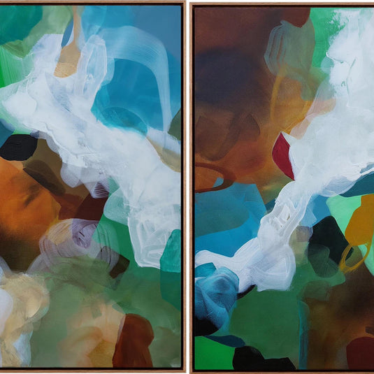 Moss & Marine I & II Diptych (Pair) - Framed Canvas Print
