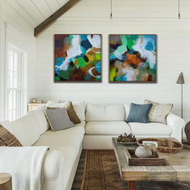 Moss & Marine I & II Diptych (Pair) - Framed Canvas Print