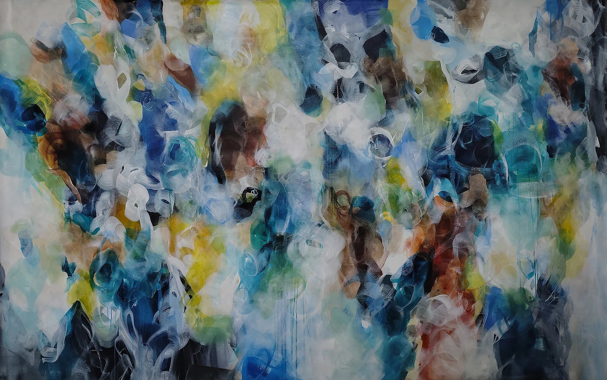 Abstract painting with a variety of colors and textures