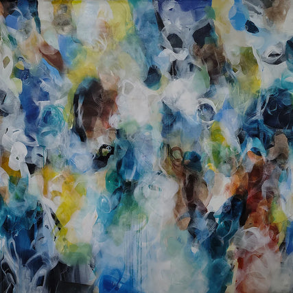 Abstract painting with a variety of colors and textures