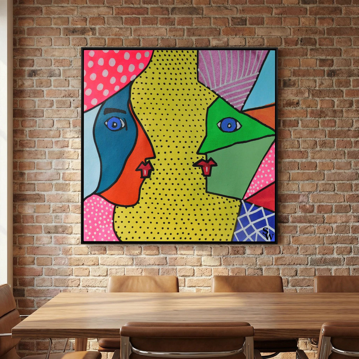 Dialogue in Polka Dots - Framed Canvas Print