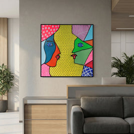 Dialogue in Polka Dots - Framed Canvas Print