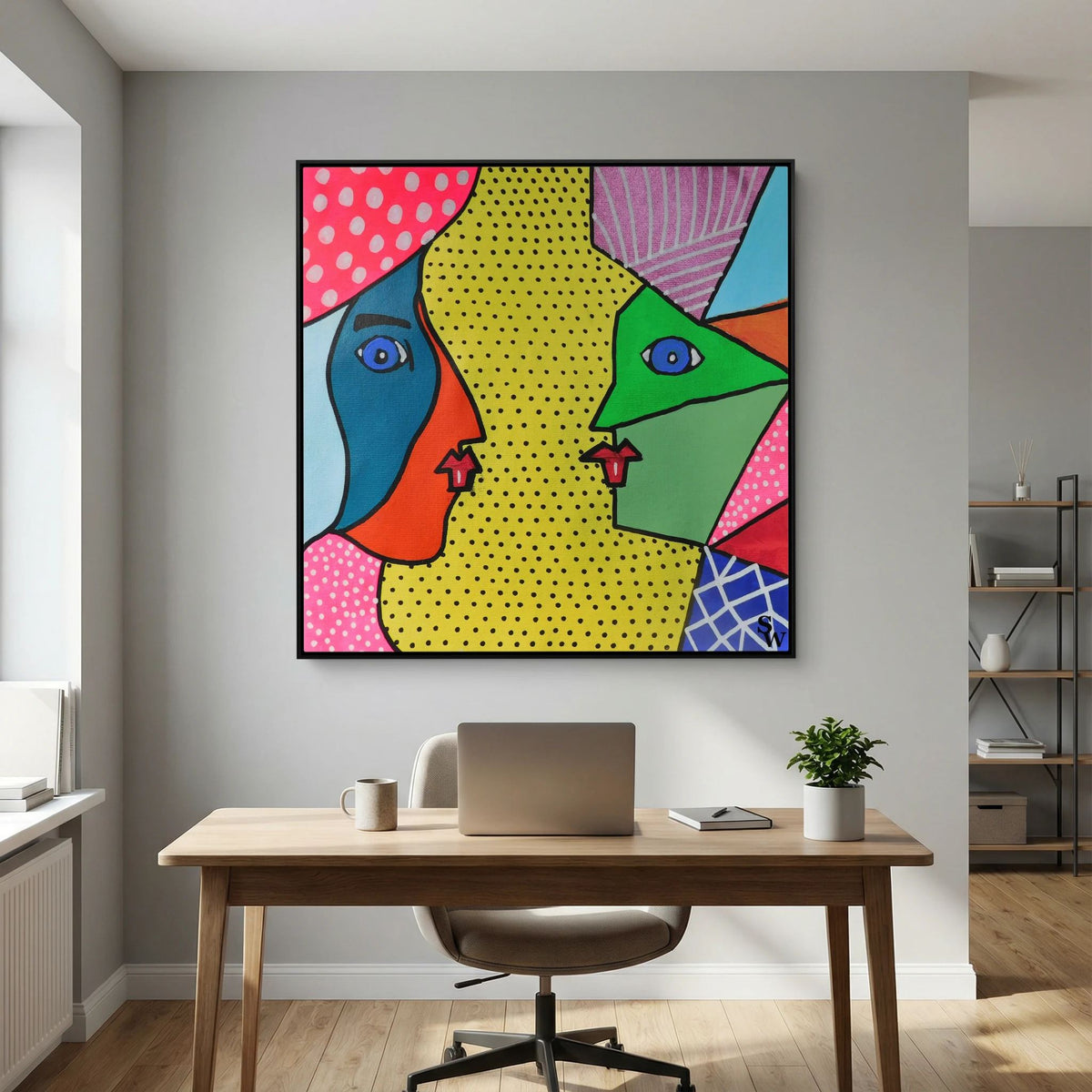 Dialogue in Polka Dots - Framed Canvas Print