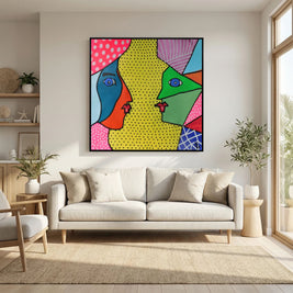 Dialogue in Polka Dots - Framed Canvas Print