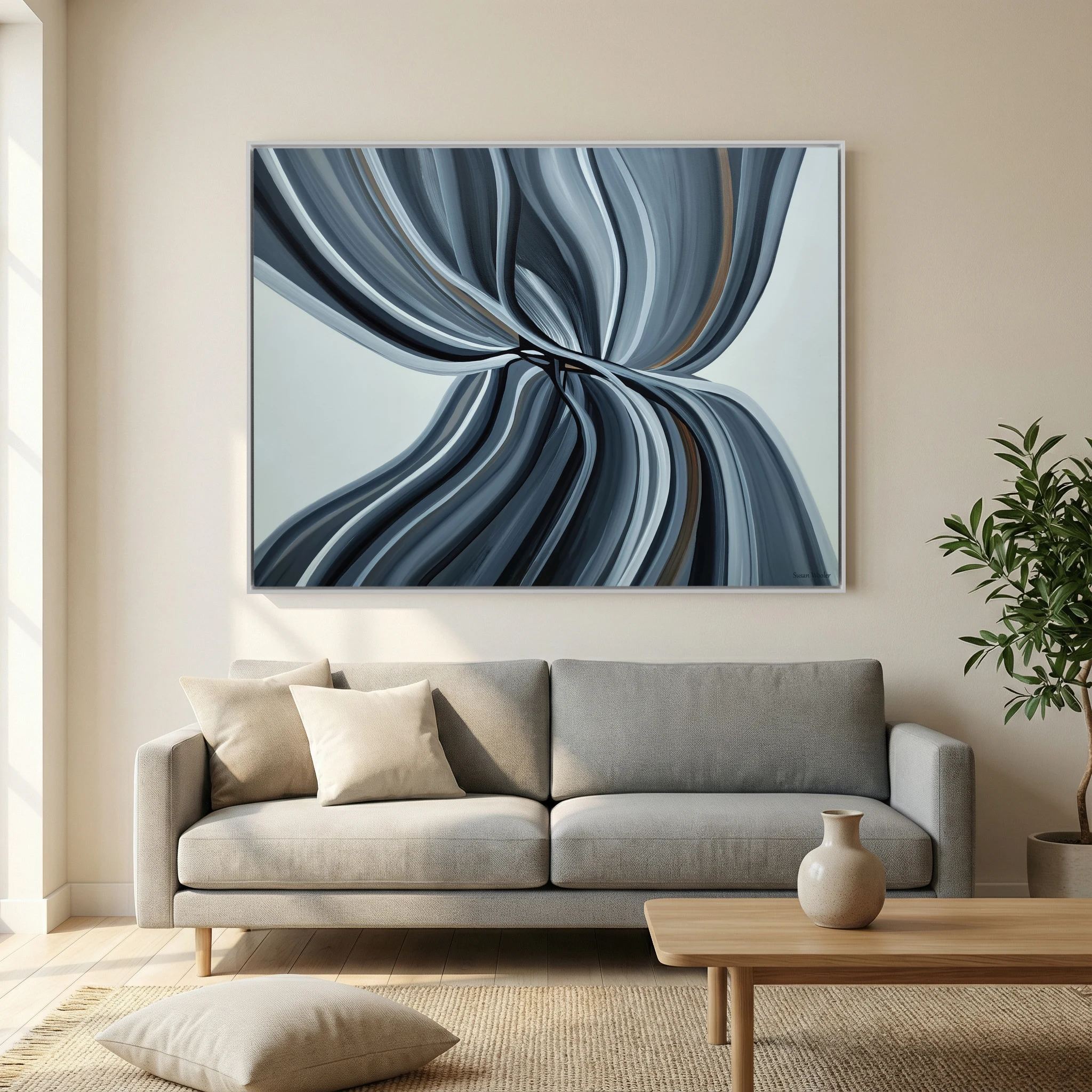 Structural Flow - Framed Canvas Print
