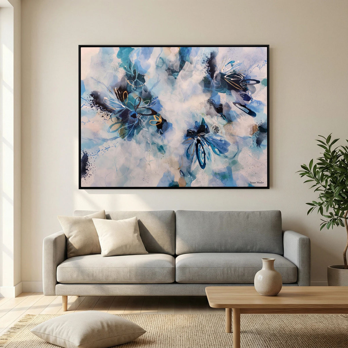 Whispering Petals - Framed Canvas Print