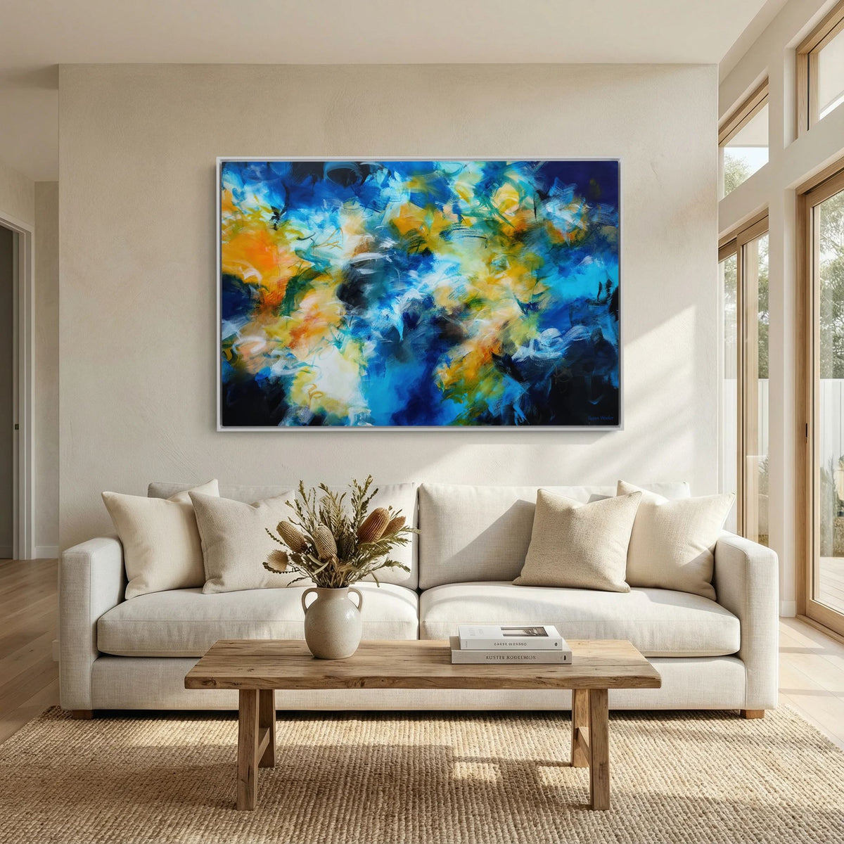 Skylarks and Buttercups - Framed Canvas Print