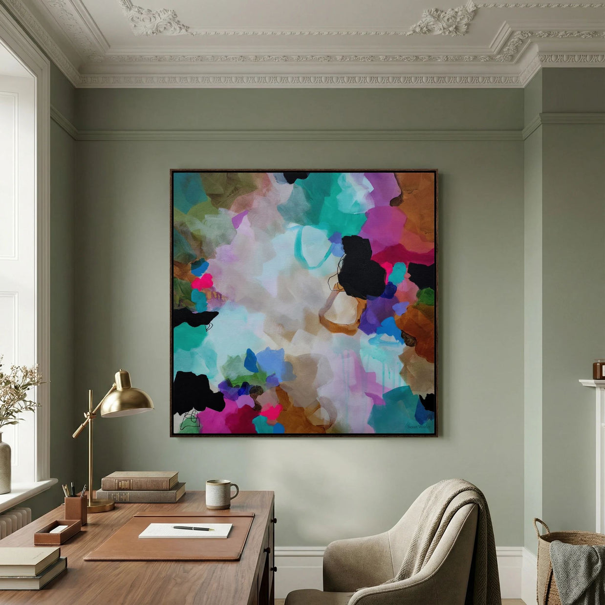 Mist Over the Estuary - Framed Canvas Print