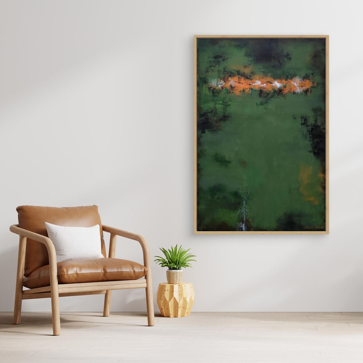 Green Echoes - Framed Canvas Print by Susan Wooler