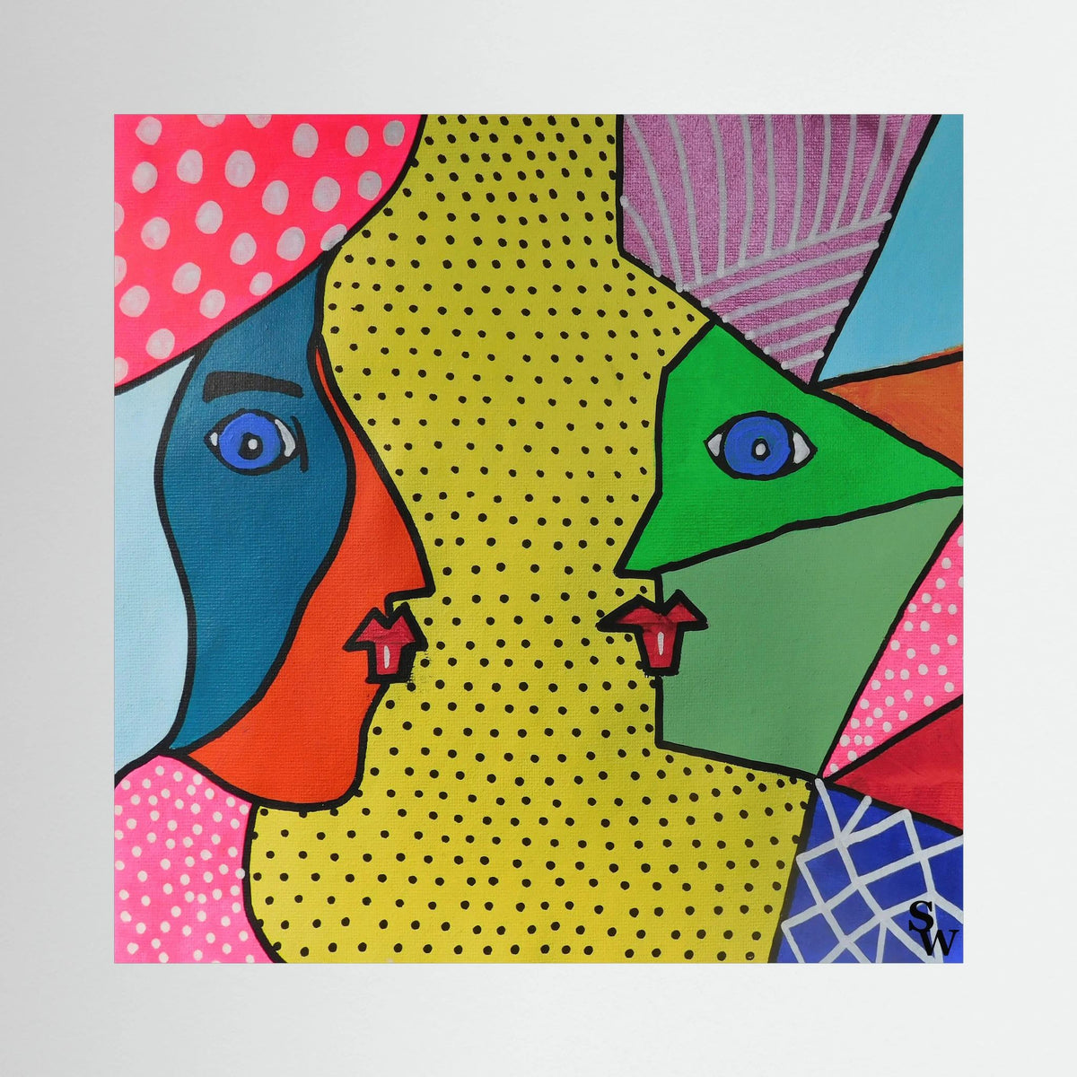 Dialogue in Polka Dots - Framed Canvas Print