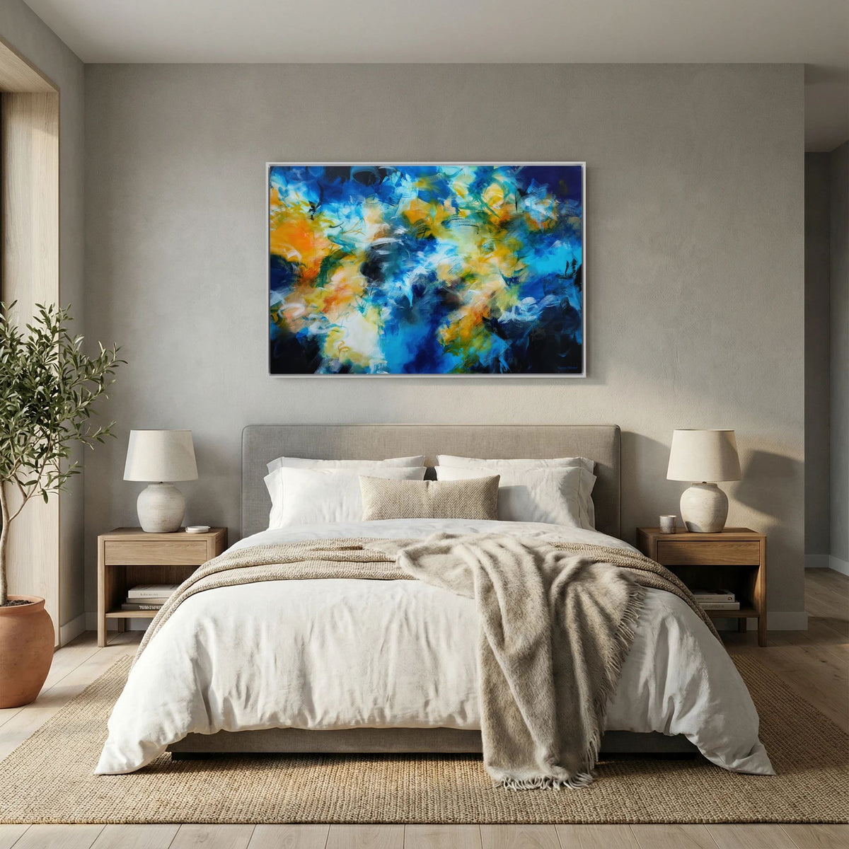 Skylarks and Buttercups - Framed Canvas Print