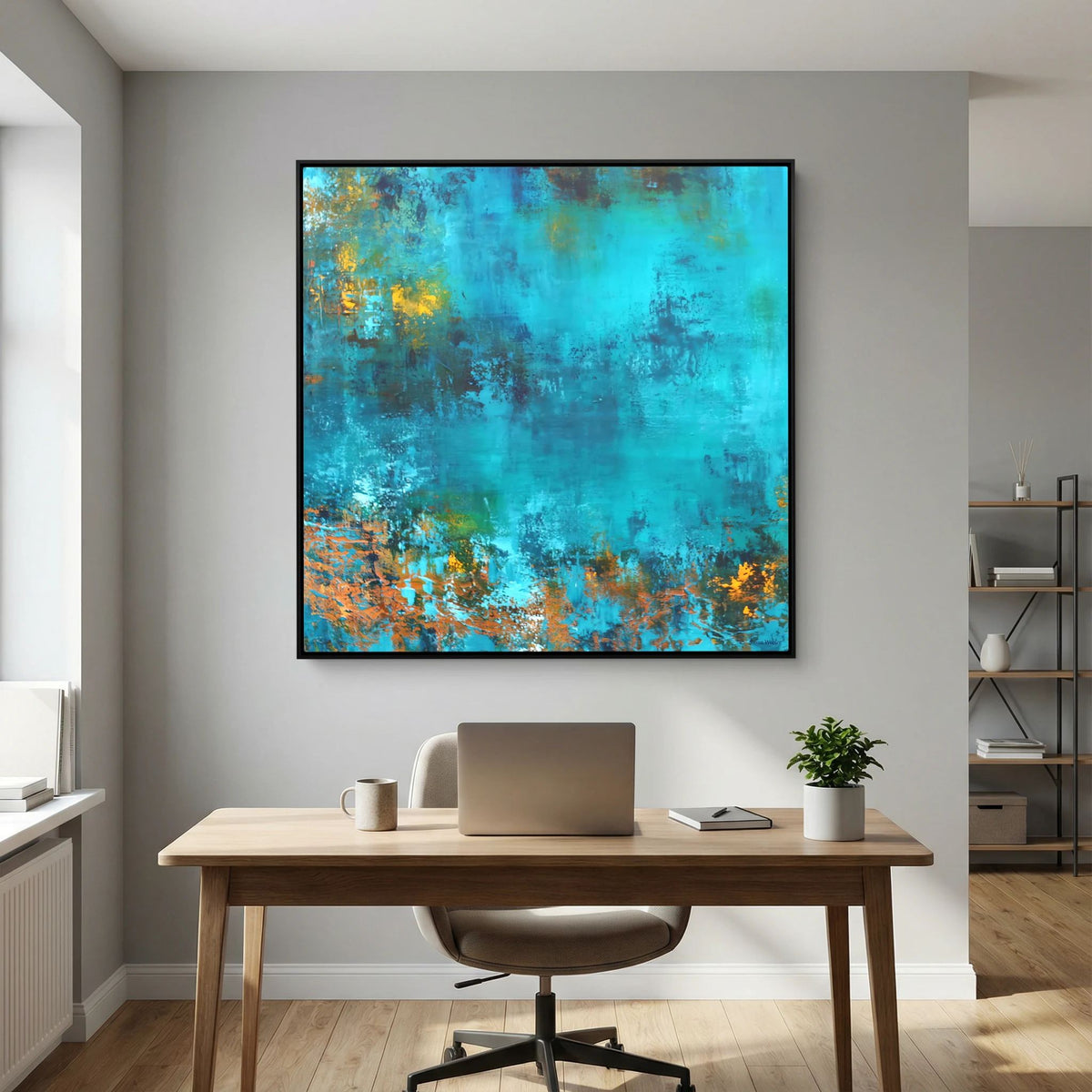 Serene Azure - Framed Canvas Print