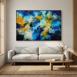 Skylarks and Buttercups - Framed Canvas Print