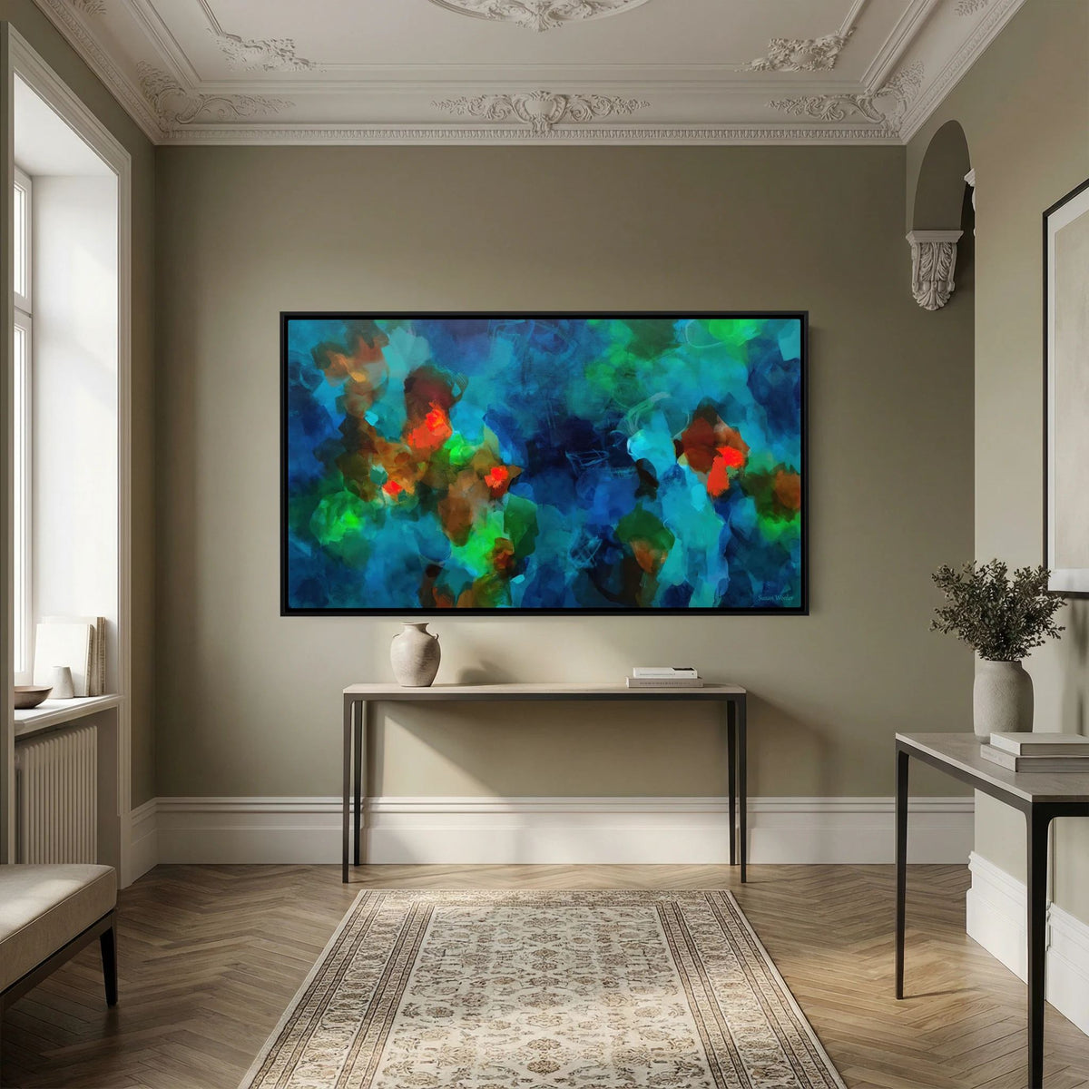 Living by the River - Framed Canvas Print