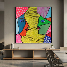 Dialogue in Polka Dots - Framed Canvas Print