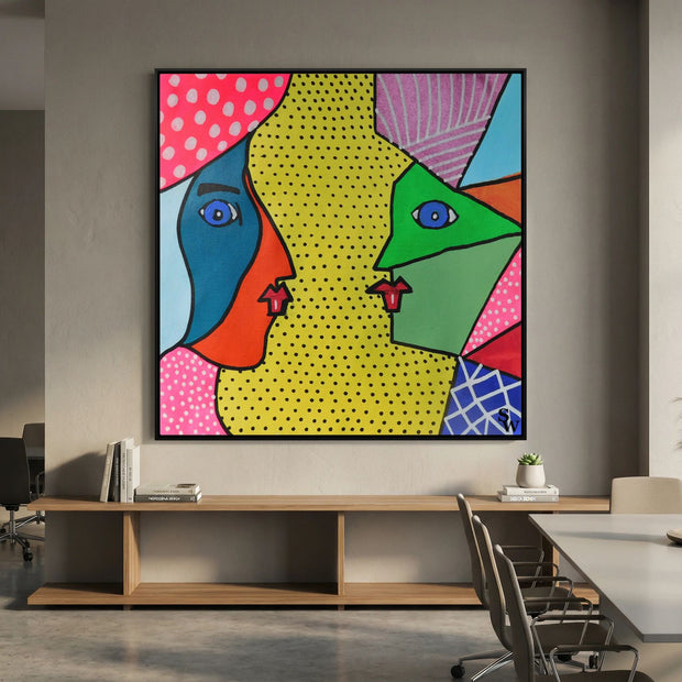 Dialogue in Polka Dots - Framed Canvas Print
