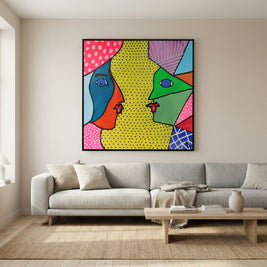 Dialogue in Polka Dots - Framed Canvas Print