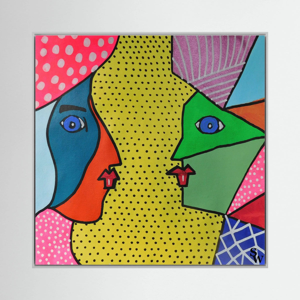 Dialogue in Polka Dots - Framed Canvas Print