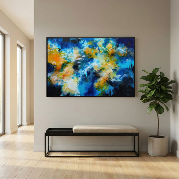 Skylarks and Buttercups - Framed Canvas Print