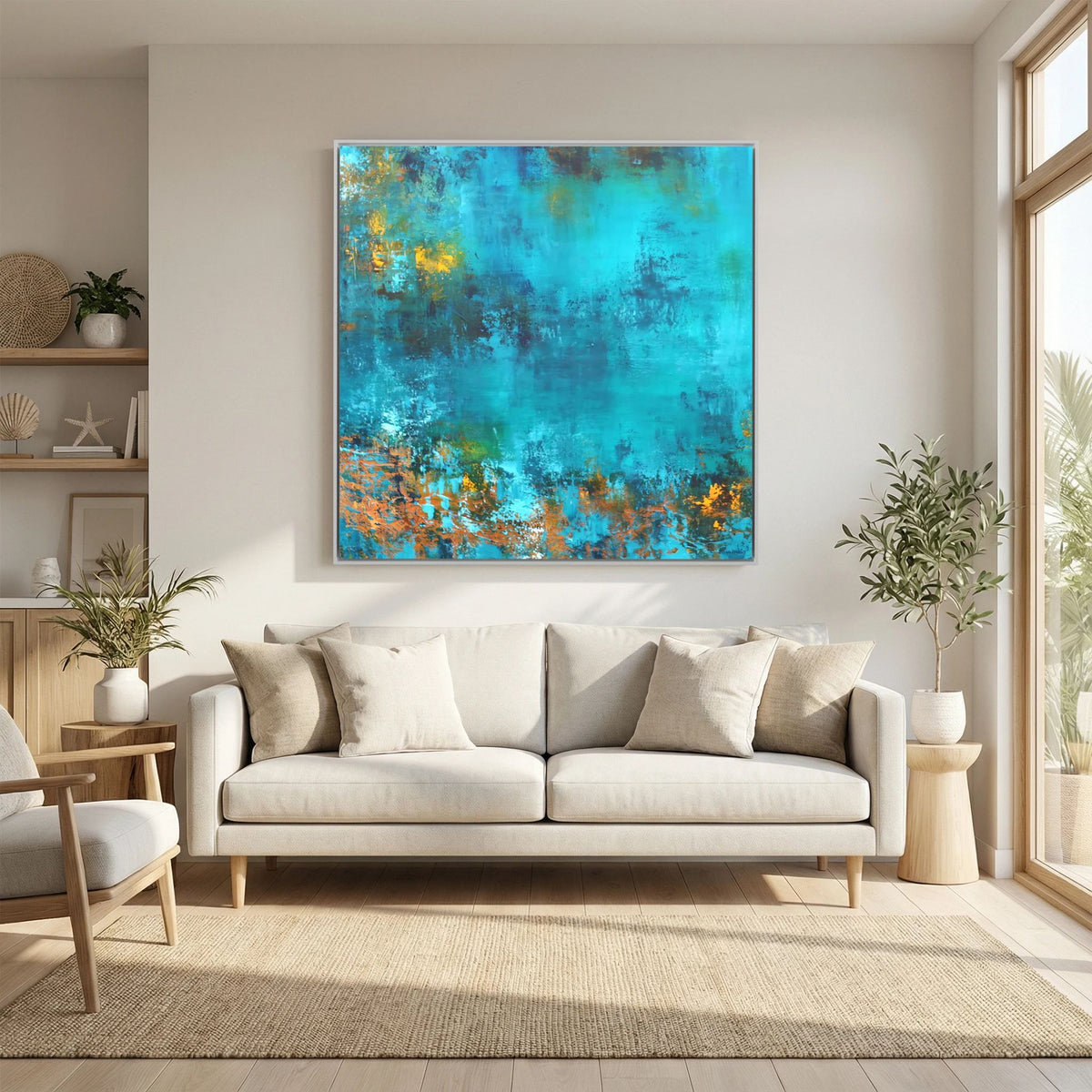Serene Azure - Framed Canvas Print