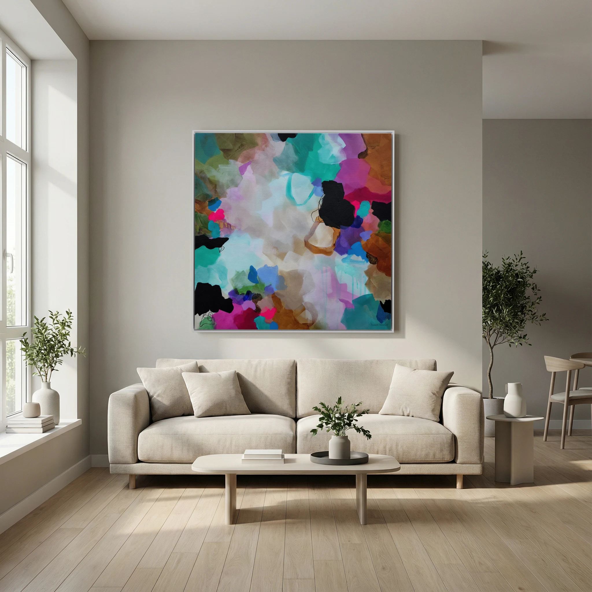 Mist Over the Estuary - Framed Canvas Print