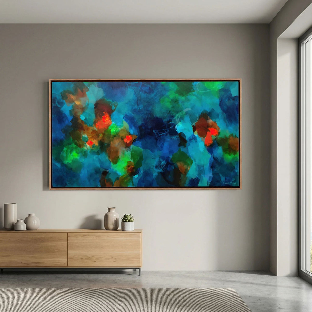 Living by the River - Framed Canvas Print