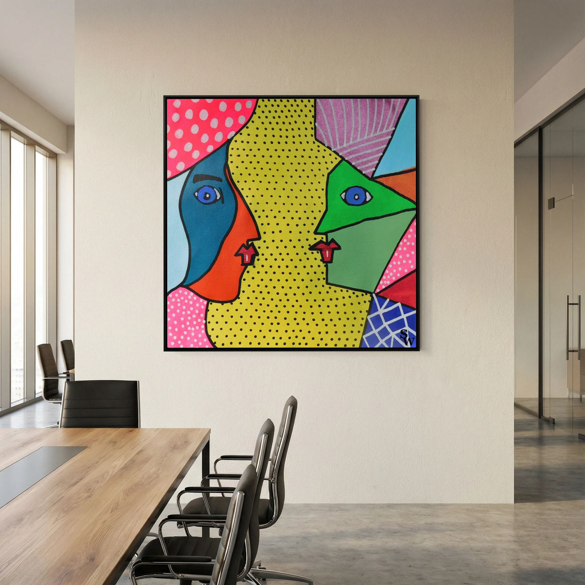 Dialogue in Polka Dots - Framed Canvas Print