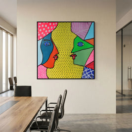 Dialogue in Polka Dots - Framed Canvas Print