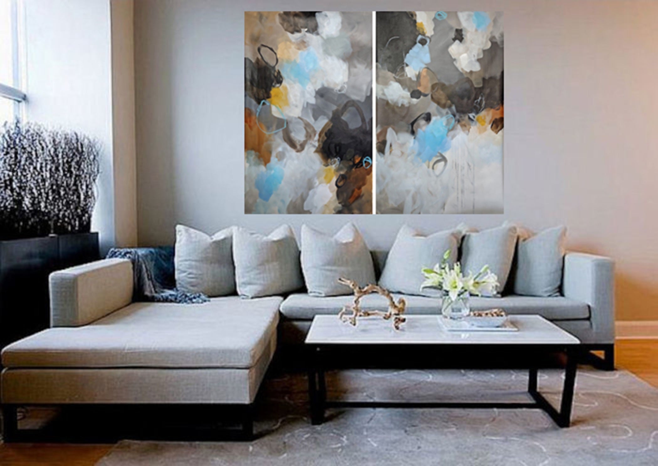 A Warm Glow Diptych - Original Painting by Susan Wooler