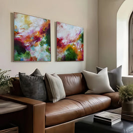 Carried By The Wind Diptych (Pair) - Framed Canvas Print